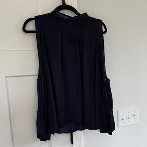 Women's Navy Sleeveless Blouse
